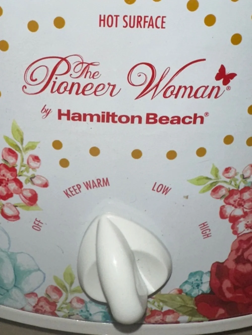 The Pioneer Woman White Slow Cooker with Red & Teal Floral Design !!No box  5 Qt